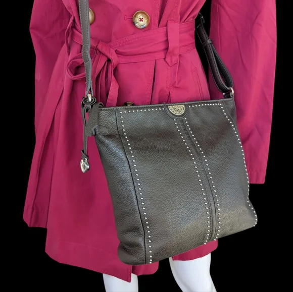 Brighton Black Crossbody Bag with Silver Accents - Picture 1 of 13